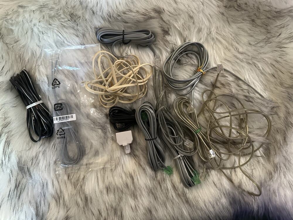 Assorted RJ-11 Phone Cables & Adapters Gray Beige Black Clear Lot